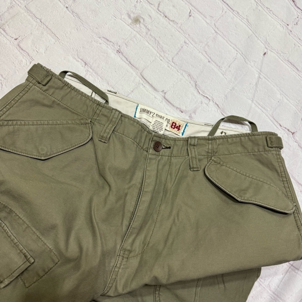 JIMMY’Z Sur Co. rare vintage Y2K Men's Olive Cargo Pants 33x32 cotton twill EUC - Picture 12 of 16